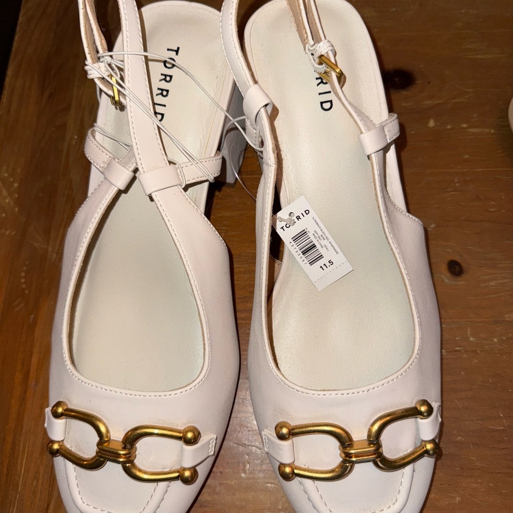 Torrid Women's White Sandals with Gold Detail